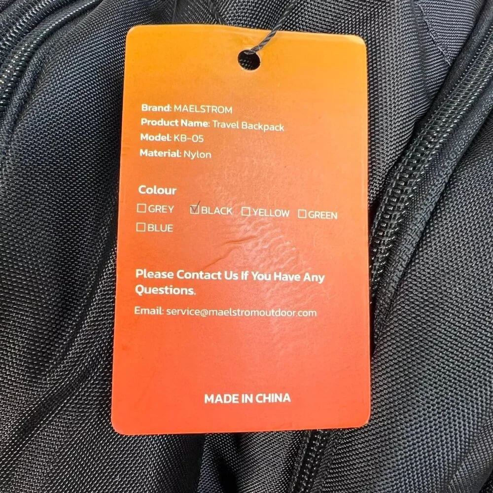 Maelstrom KB-05 Unisex Black Nylon Adjustable Strap Travel Backpack - Picture 12 of 13